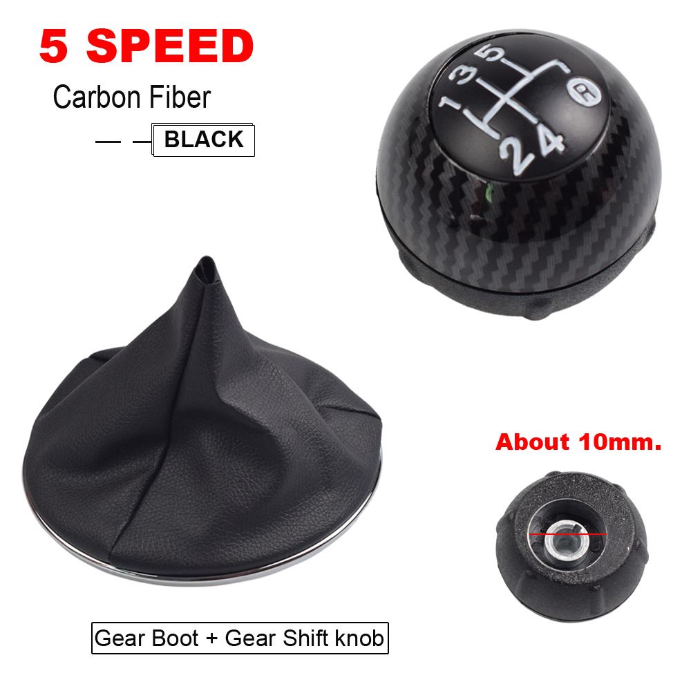 For Fiat 500 500C 2007 - 2018 5 6 Speed Gear Shift Knob Sitck Head Leather Gloss Black Cap Replacement