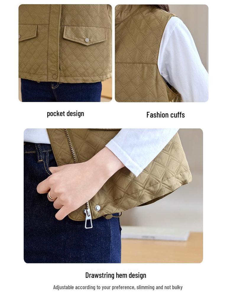 Women's Layered Sleeveless Vest Jacket - 2025 Spring/Autumn Trendy Outerwear for Moms
