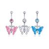 Sexy Butterfly Zircon  High Quality  Navel Ring Navel Piercing Belly Button Rings Stainless Steel Body Jewelry Navel Rings