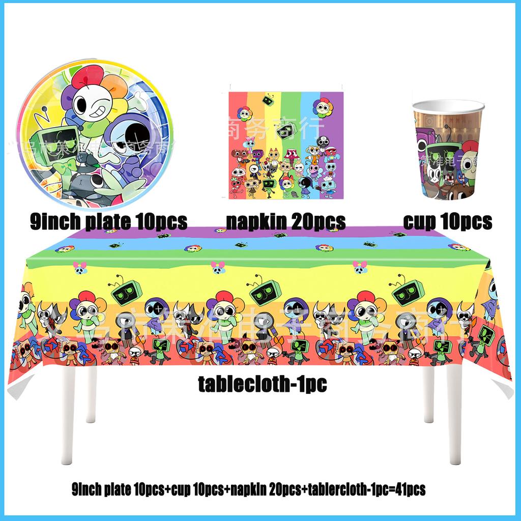 Game DANDYS World Theme Birthday Party Supplies Decoration Disposable Tableware Dandy's DIY Balloon Plate Cup Backdrop Kid Gift