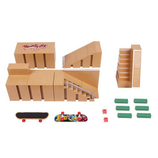 1 Set Fingerboard Skate Park with Mini Skateboards Professional Ramps Part Desktop Competition Venue Relieve Boredom Fidget Toys Children