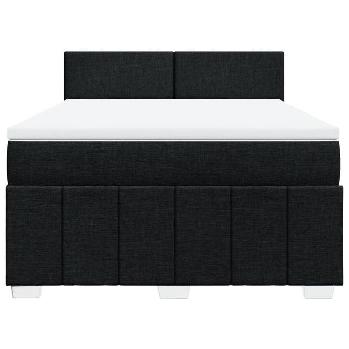 Maison Exclusive - Bed Slat Base with Mattress Black 140x200 Cm Fabric
