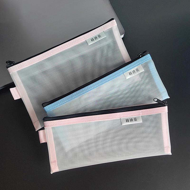 Makeup Pouch Lipstick Makeup Brush Storage Bags Student Transparent Mesh Pencil Case Ins Travel Cosmetic Organizer