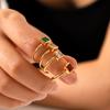 Titanium Steel Ring for Women, Niche Light Luxury High-end Stainless Steel Plated with 18K Gold, Inlaid Square Zircon Ri