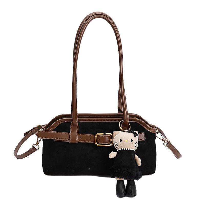 Vintage high-end new 2025 suede, niche hand-carried small bag, commuting simple messenger bag, women's bag