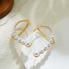 Elegant Imitation Pearl C-shape Symmetry Ear Cuff for Women Gold Plated No Piercing Clip Earrings Brides Wedding Jewelry