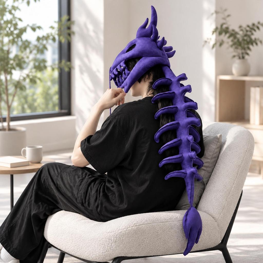 Dinosaur Skeleton Headpiece with Back Spine 3D for Themed Parties