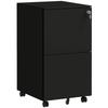 Mobile Pedestal Filing Cabinet, 2 Drawers, Lockable, Rollable, 37 cm x 43.5 cm x 67.5 cm, Black