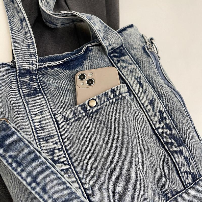 Denim Tote Bag Women Shoulder Bag Vintage Handbag