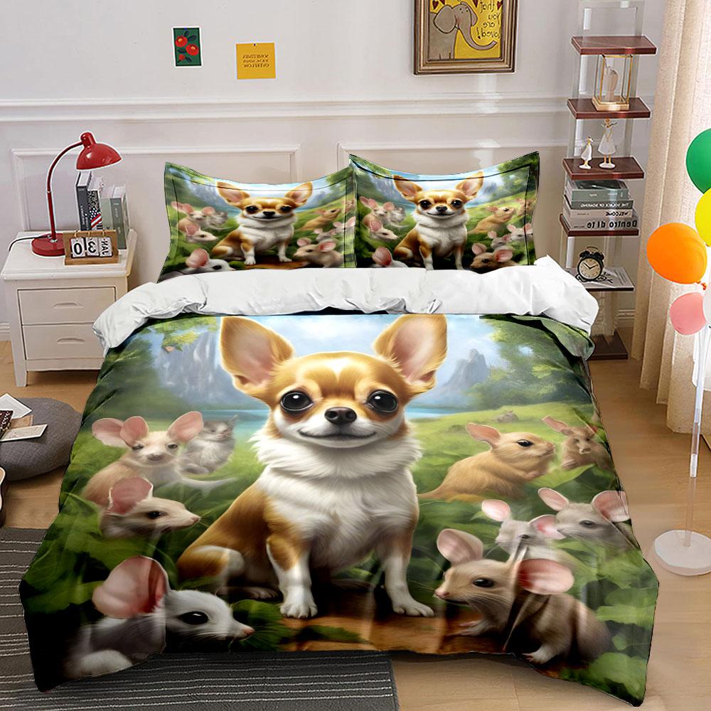 Chihuahua with Small Mice. Bedding Sets Duvet Cover Sets Duvet Covers Pillowcases(1*Duvet Cover 2*Pillowcases Without Duvet Insert)