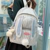 New Style Cute Sweet Primary Schoolbags Fashion Striped Rabbit Lovely Backpacks Junior High School Teenager Girl Lightweight High Capacity Book Bags