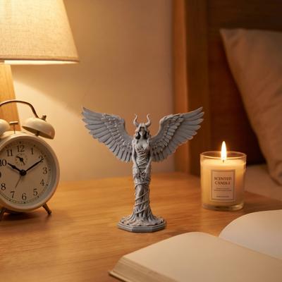 Estátua de Anjo Demônio, Asas Impressas em 3D Textura Fosca, Ornamento Resistente a Quedas para Mesa Estudo Hall de Entrada Decoração