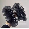 Summer Sweet Mesh Tulle Big Bow Hair Claw Clips For Women Solid Colours Elegant Bowknot Ponytail Clip New Headdress Accessories