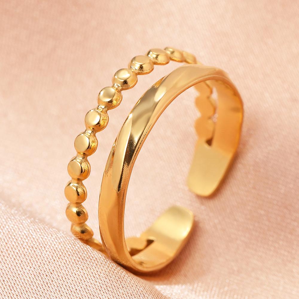 Stainless Steel Rings Minimalist Geometric Personality Snake Adjustable Open Ring Fashion Trending Ring For Women Zircon Gifts