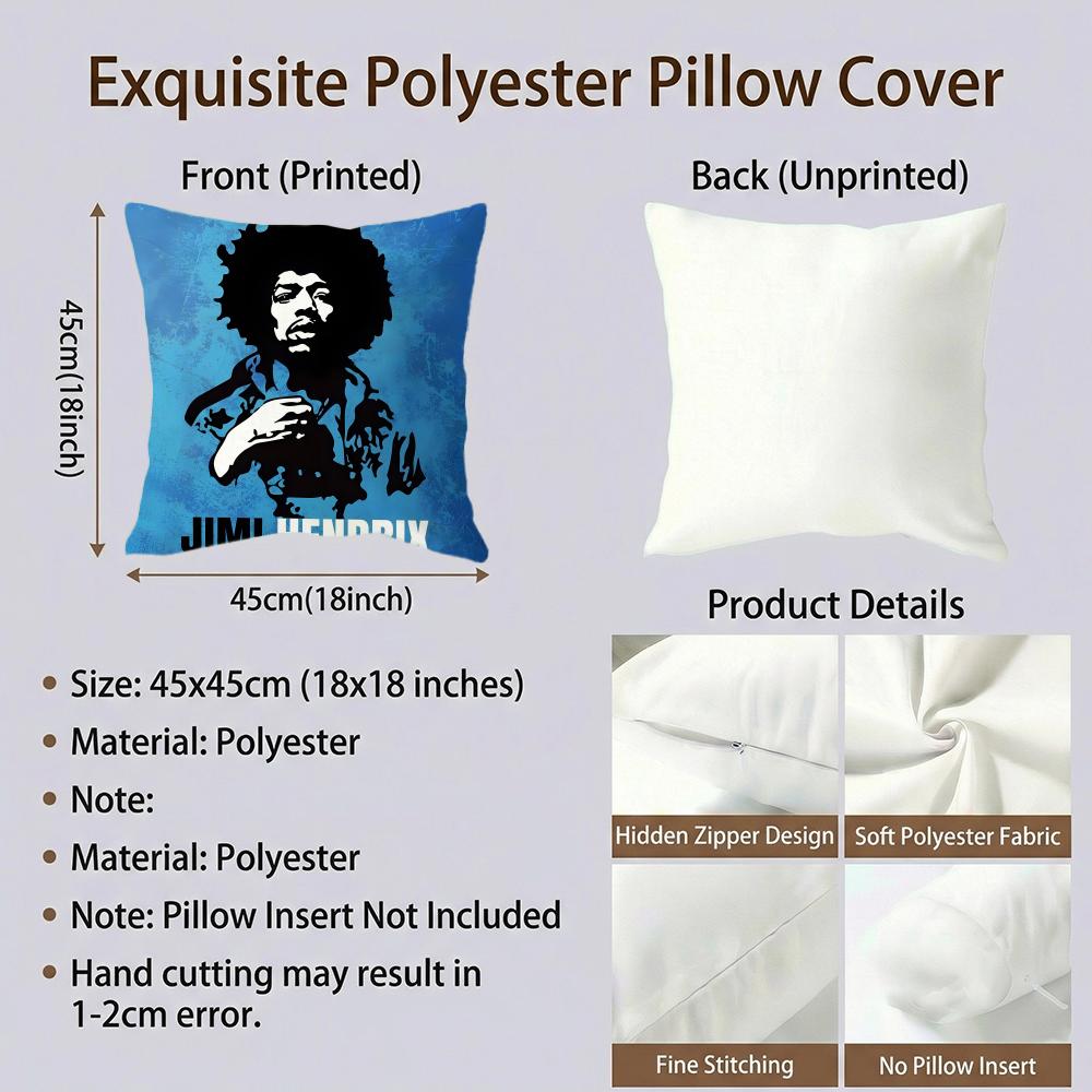 Singer J-Jimi Hendrix Cushion Cover Cushion Cover Set 4Pcs 50X50 45X45 40X40 Pillowcase Decorative Sofa Home Decor