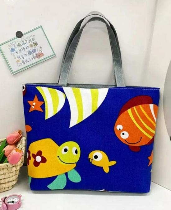 Korean Style Artistic Printed Canvas Tote Bag - Large Capacity Women's Shoulder Handbag