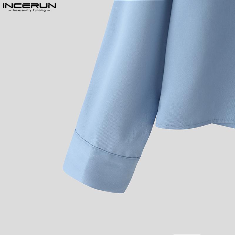 INCERUN Plus Size Men Lapel Long Sleeve Button Down Casual Loose Office Shirts