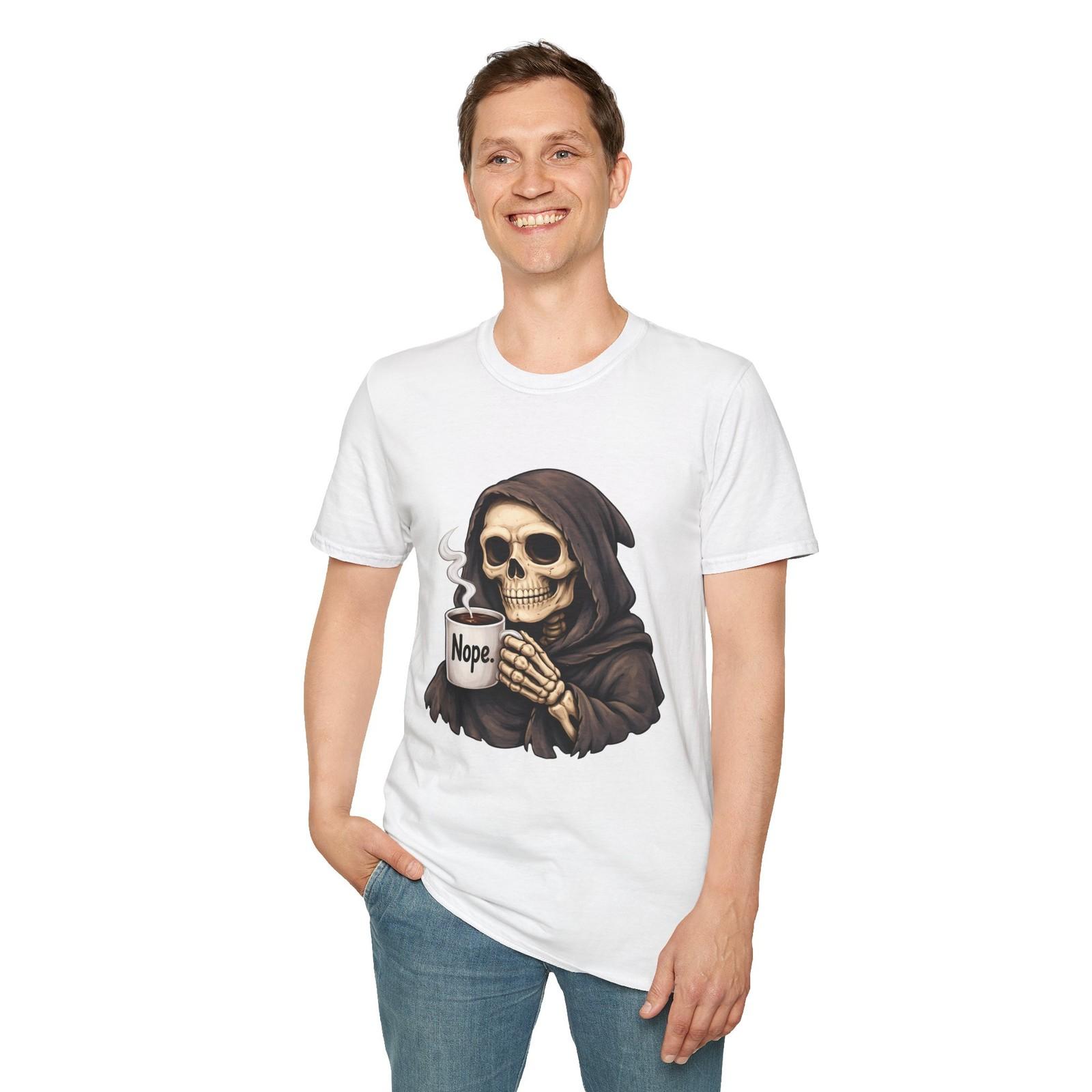 Skeleton Coffee Grim Reaper Gothic Funny Unisex Softstyle T-Shirt S