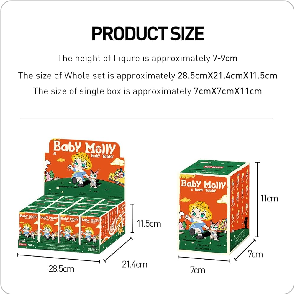 Pop Mart Baby Molly & Baby Tabby Series Blind Box Figure 1 Piece PVC Toy Collectible Original Character