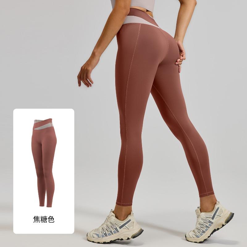 Juyatang Nude Splicing Yoga Pants High Waist Hip Lift Fitness Elastic Fitness Trousers Running Sweatpants