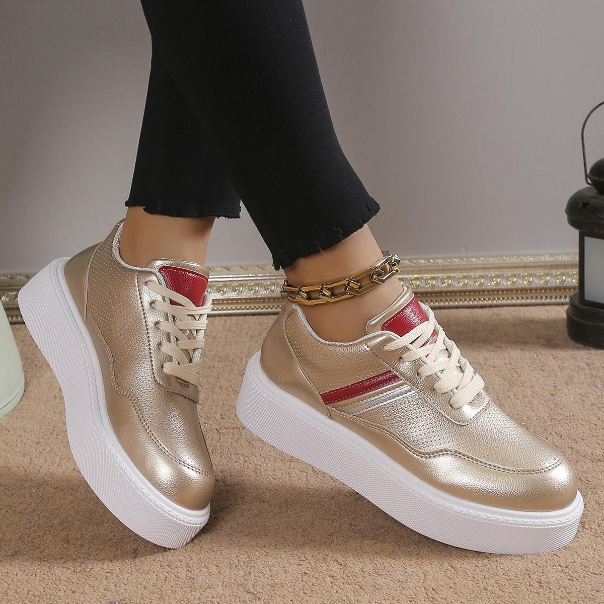 

Европейские и американские повседневные женские туфли, новые дышащие повседневные туфли на толстой подошве, простые туфли на плоской подошве Trafza 36 шампанского