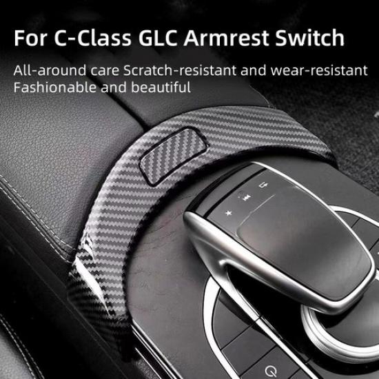 For Benz C-Class 2015- Carbon Fiber Armrest Box Cover Trim Decor Cover Trim