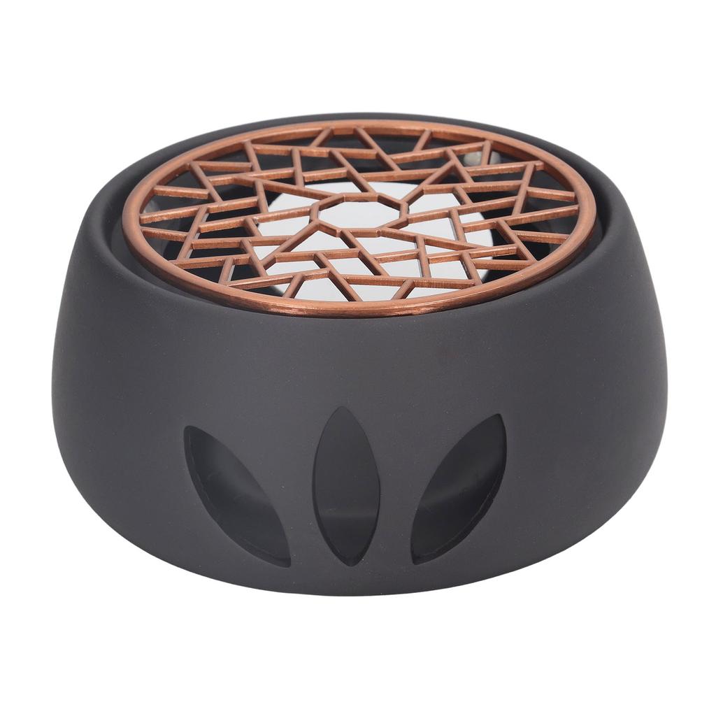 Teekannenwärmer Basis Keramik Kerzenwärmer Tee Kaffee Milch Lichtwärmer mit lila Eiseneinsatz für Zuhause Schwarz