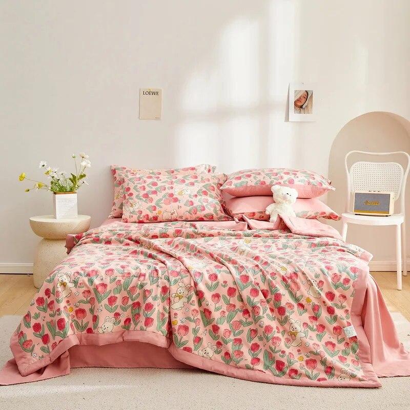 Summer Thin Cool Quilt Bedding Home Textiles Children Student Dormitory Cartoon Soft Comfortable Blanket Air-conditioning Quilt