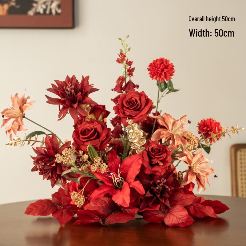 Red Wedding Banquet and Living Room Artificial Flower Decoration