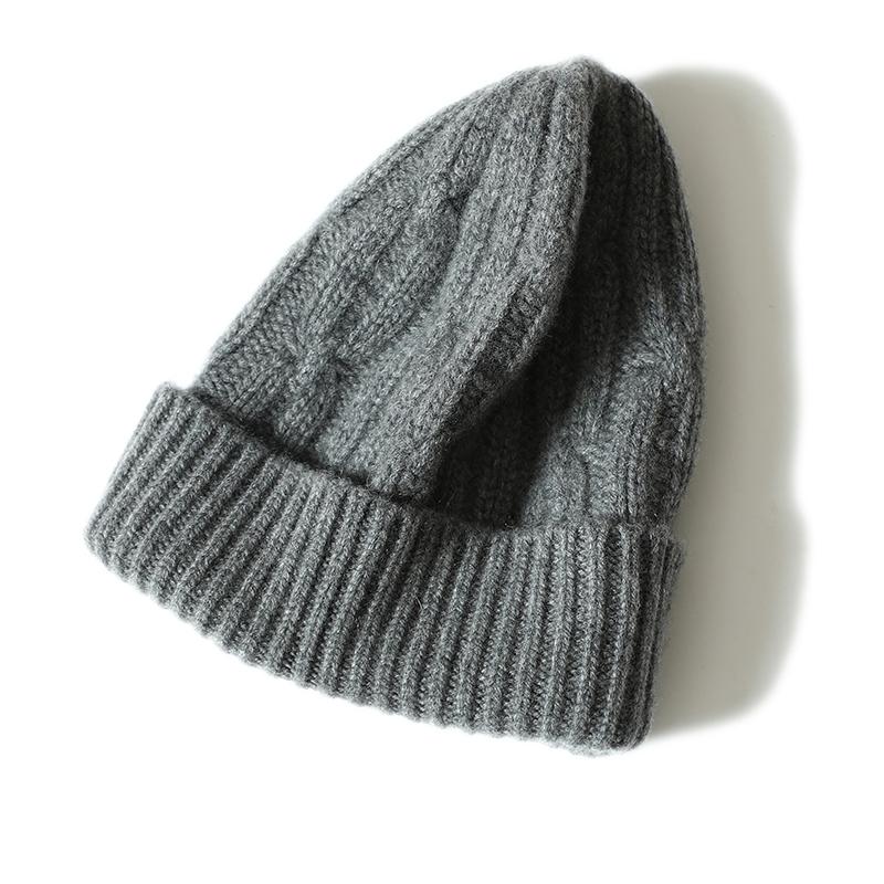 100% Cashmere  Cable Knitted Beanies New Design Custom Unisex Hats