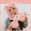 Plush Stylish Bear Winter Hat And Scarf For Men And Women Soft And Design Warm