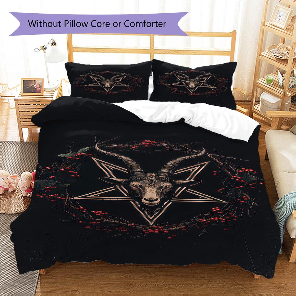 Satan Symbol Pattern Bedding,Quilt Set Quilt Cover Pillowcase Home Birthday Gift (1 * duvet cover + 2 * pillowcase, without core)