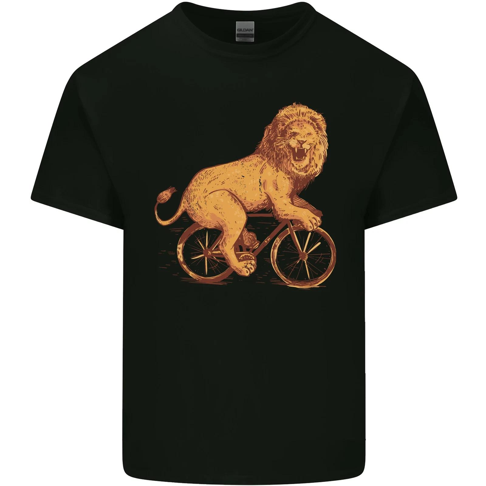 Cycling A Lion Riding a Bicycle Kids T-Shirt Childrens 2XL