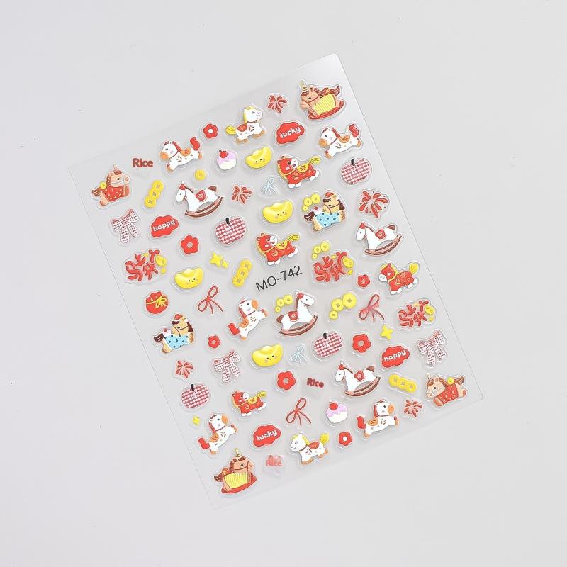 

Cartoon Colorful Pony Nail Stickers Diy Nail Stickers Nail Decorations Accessories Year Of The Horse Nail Appliques Art Sticker A6