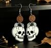 Hot Selling Retro Halloween Wooden Skull & Pumpkin Earrings