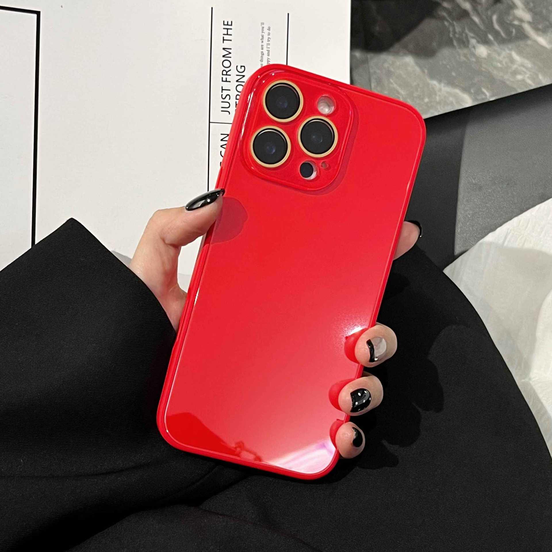

Chinese New Year Red iPhone 17 Pro/Max Glass Case - Fits iPhone 15/14/12/11, Solid Color iPhone 13