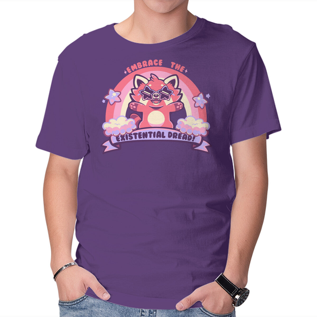 Unisex Crew Neck T-Shirt Embrace The Existential Dread Graphic Short Sleeve Casual Tee XL