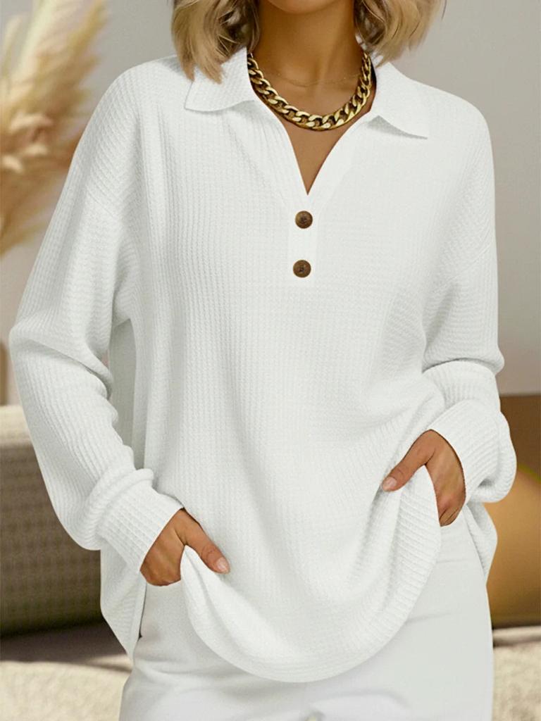 Orange Oversized Long Sleeve Shirt with Collar and Pockets