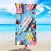 1 pièce serviette de plage imprimée crème glacée, serviette de plage absorbante à séchage rapide élément été, serviette de voyage natation yoga gym sports