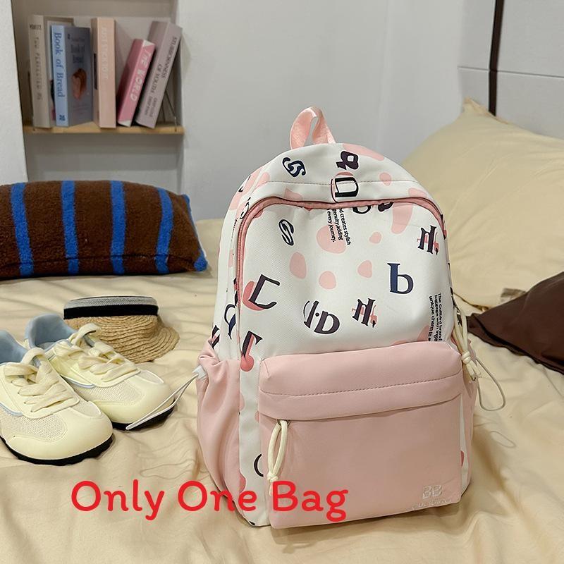 Youthful Nylon Letter Print Backpack For High School Students With Lightweight Design For Daily Use