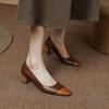 Mixed Color Office Lady Shoes Woman Pumps 2024 New Spring Summer Genuine Leather Square Toe Mature Concise Working Shoes Basic