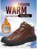 Men's Fleece Lined High Top Leather Shoes: Casual Winter Outdoor Snow Boots
