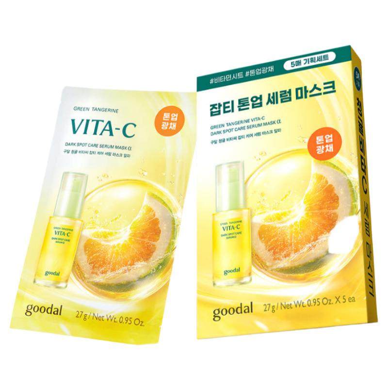 GOODAL Green Tangerine Vita C Dark Spot Care Serum Mask Alpha 27g × 5