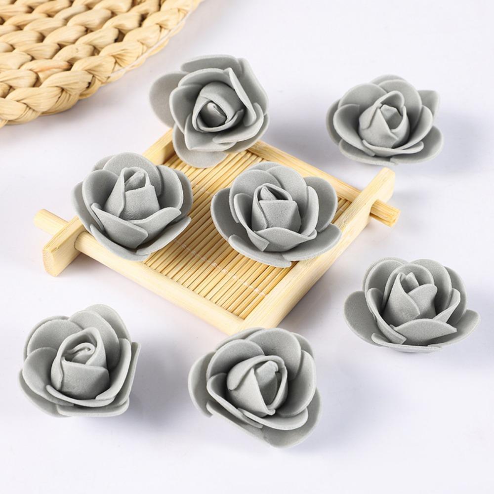 100/200Pcs Artificial Rose Flowers Heads 4cm Foam Fake Flowers For Home Room Decor Outdoor Garden Party Bride Wedding Decoration