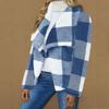 Ladies' Fashionable V Neck Long Sleeved Pocket Color Blocked Cardigan Flannel Warm Sleepwear Jacket
