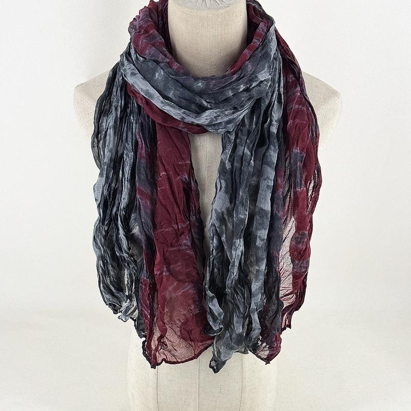 Women's Scarf Dyed and Pleated Scarf Neck Protection Warm and Windproof Versatile Accessory Scarf