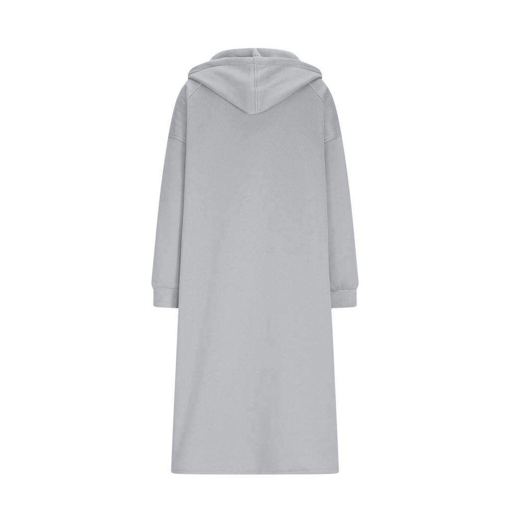 Women's Fashionable Solid Color Long Sleeved Pocket Casual Hoodie Jacket