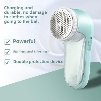 Portable Electric Hair Ball Trimmer, USB Charging, Detachable Storage Box, Stainless Steel Blade Mesh, with 8 Blades and Brush