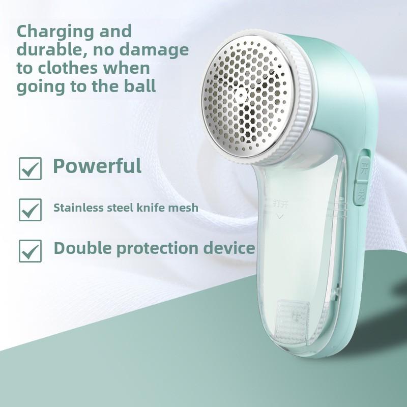 Portable electric hair ball trimmer, USB charging, detachable storage box, stainless steel blade mesh, with 8 blades and brush