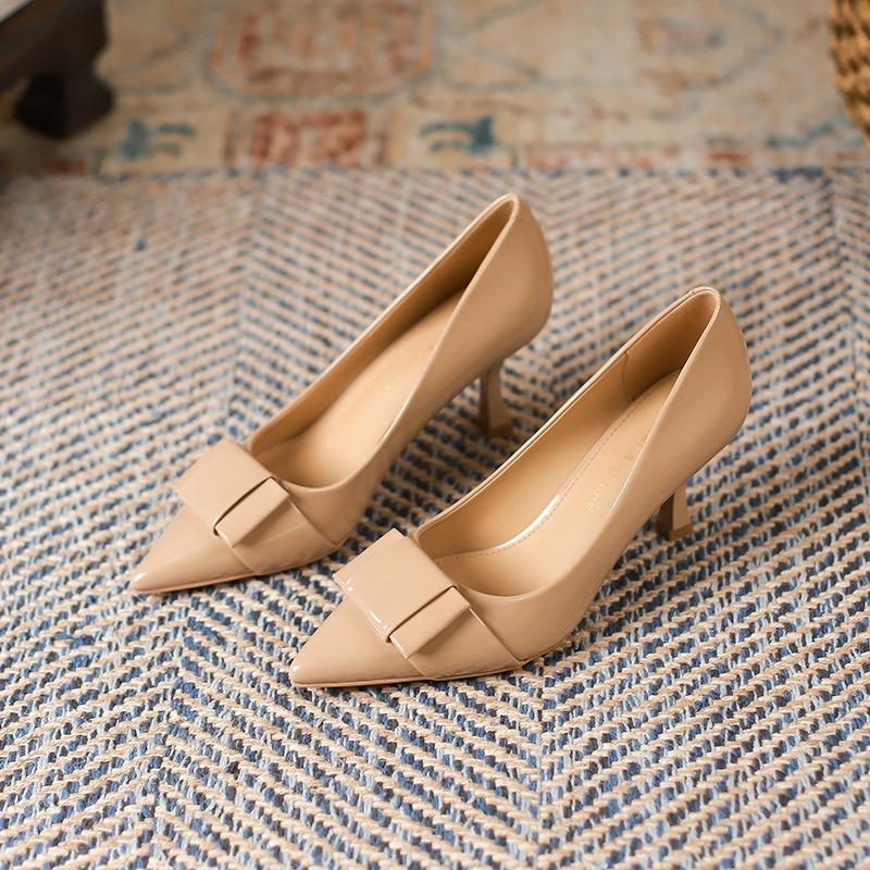 5-Pointed stiletto high heels for women's autumn new commuter banquet work patent leather single shoes for women